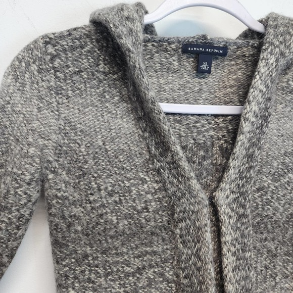 Banana Republic Alpaca Cardigan Womens XS Gray Hooded Long Sleeve Wool Pockets - Picture 4 of 15